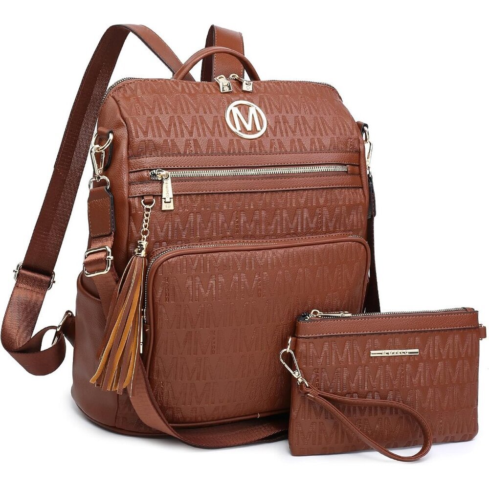 Elegant Women's Fashion Backpack & Convertible Rucksack - Light Coffee Style